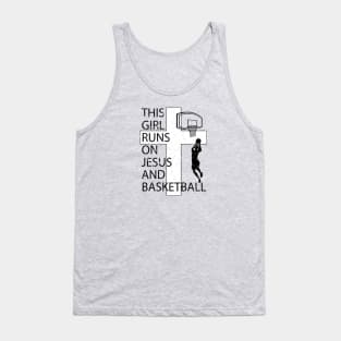 Women's Girl's Basketball Christian Jesus and Basketball Cross In Jesus Name Tank Top